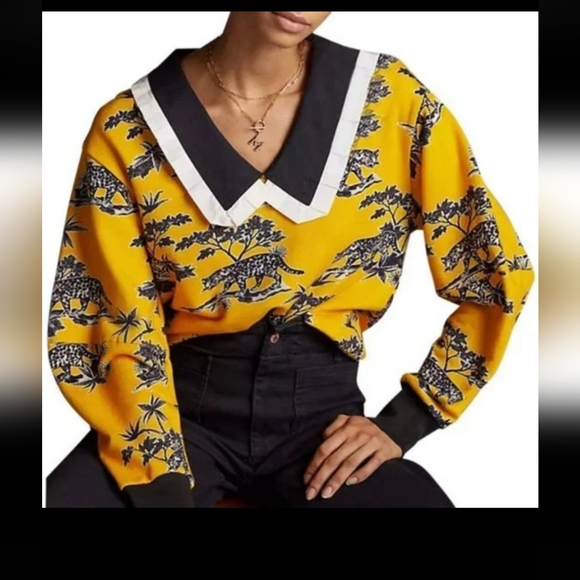 Anthropologie Corey Lynn Calter Collared Sweatshirt Small - Picture 1 of 12